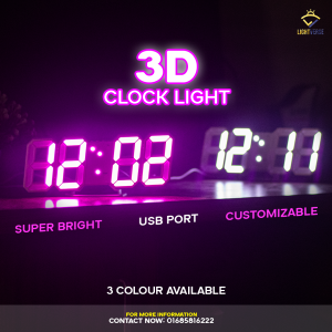 3D LED Digital Clock Glowing Decoration Wall or Table Clock (Copy)