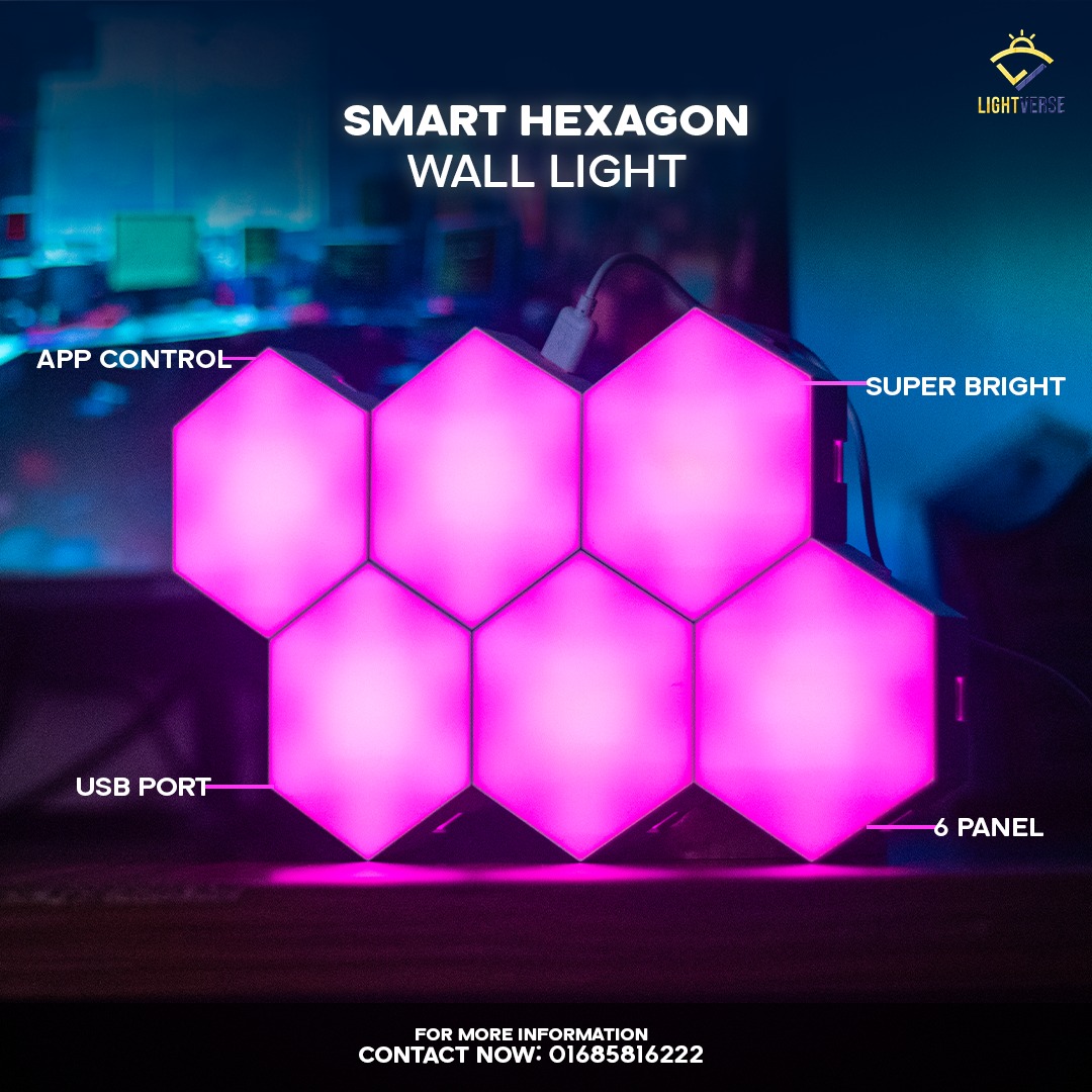 Hexagon RGB Wall Lights – Modular Smart LED Panels for Creative Spaces