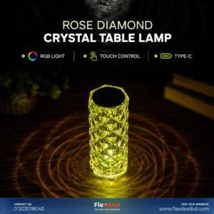 Rechargeable Crystal Table Lamp with Touch & Remote Control | 16 RGB Colors