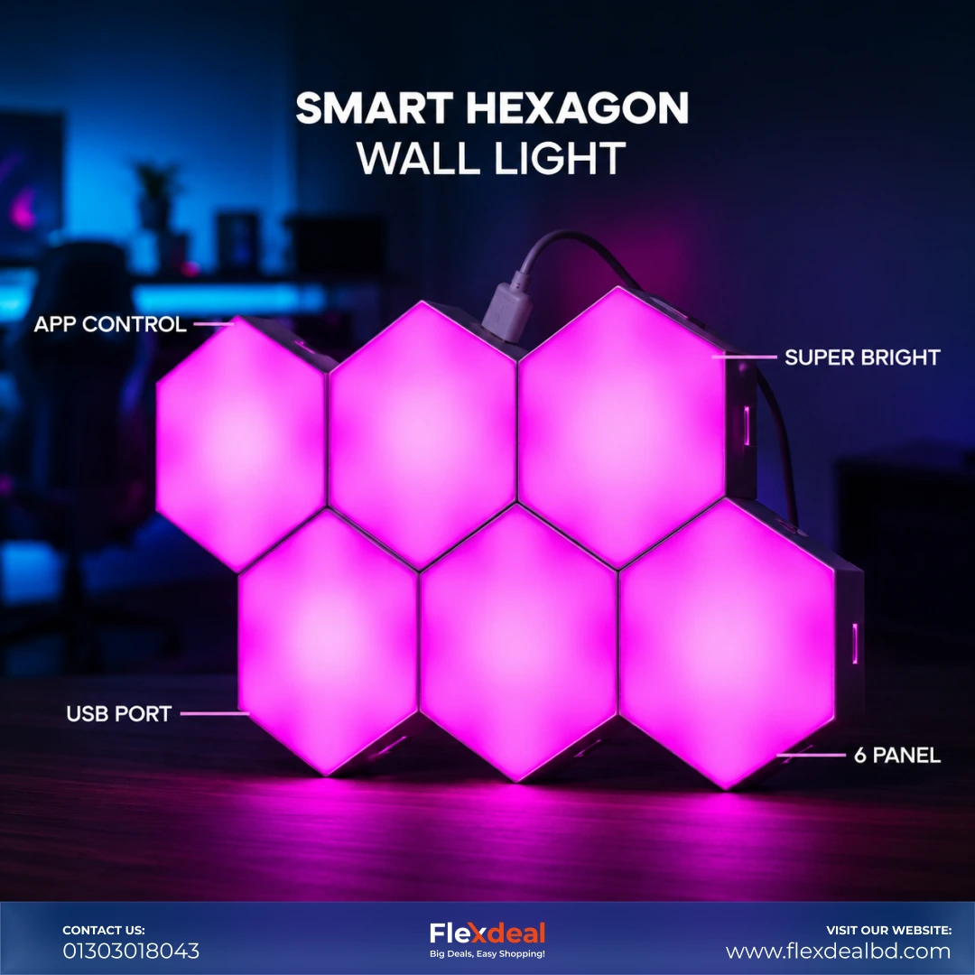 Smart RGB Hexagon Panel Light – APP Controlled LED Wall Lights for Gaming Room