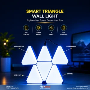Smart RGB Triangle LED Wall Light Panels (6 Pack) – App Controlled Gaming Room Decor