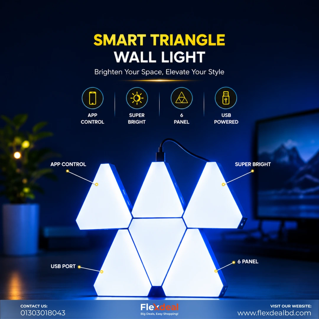 Smart RGB Triangle LED Wall Light Panels – App Controlled Gaming Room Decor