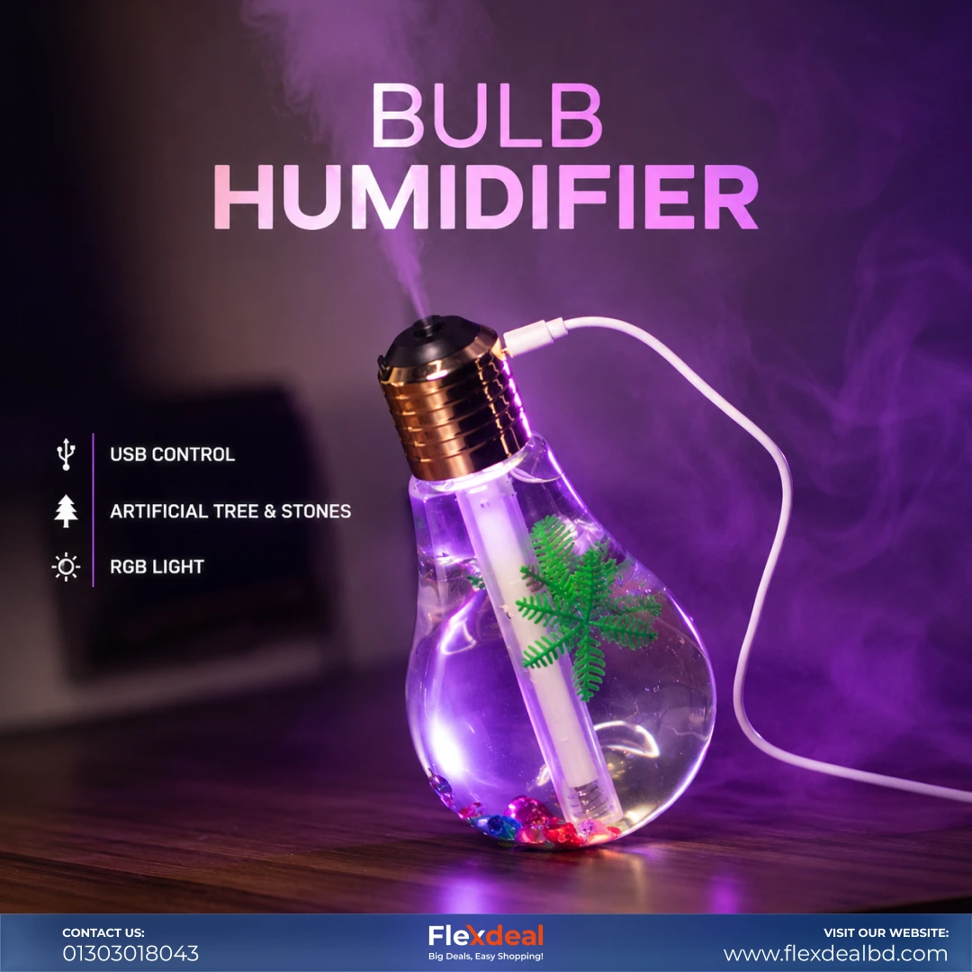 USB LED Bulb Humidifier – Mini Ultrasonic Air Humidifier with Colorful LED Light