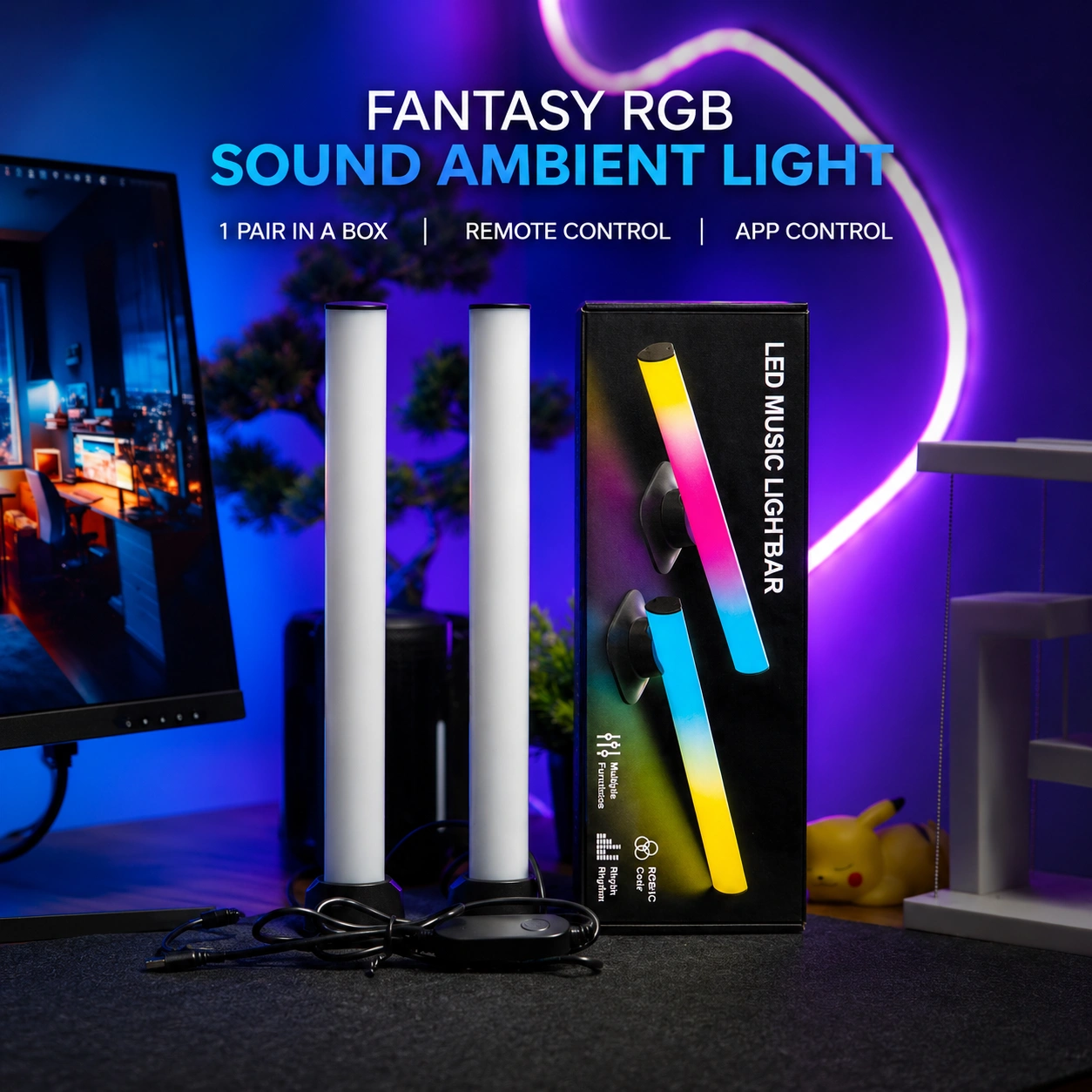 ARGB LED Music Light Bar Bangladesh | Bluetooth App Control RGB Gaming Ambient Light
