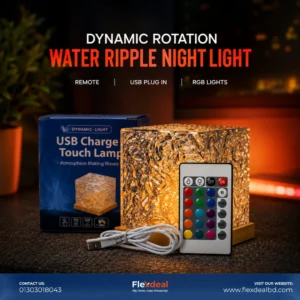 Dynamic Water Ripple Night Light – 360° Rotating Ocean Wave Projector with Remote Control