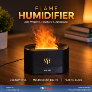 Flame Humidifier & Aroma Diffuser – Ultrasonic Cool Mist with LED Flame Effect