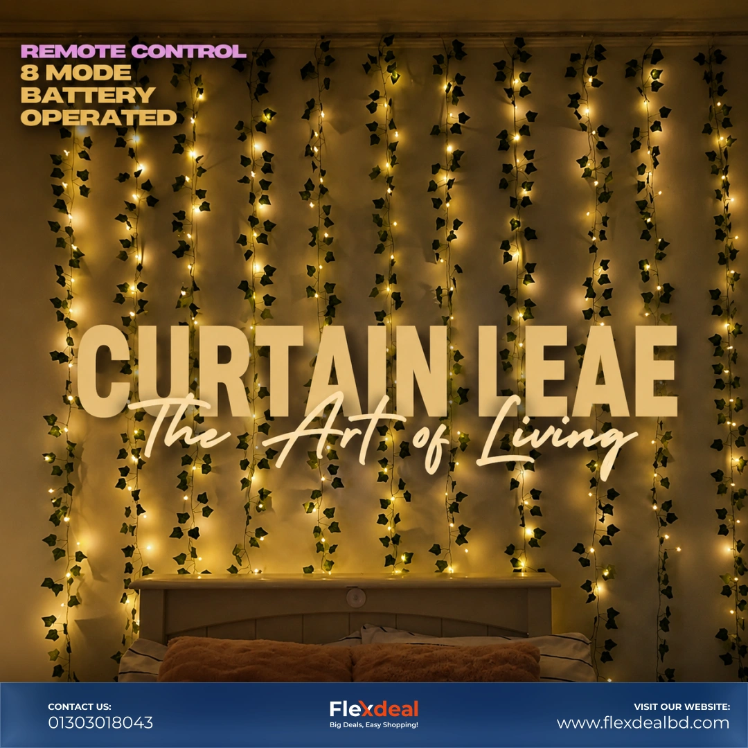 Leaf Curtain String Lights USB Powered – Warm White Fairy Curtain Lights with Remote