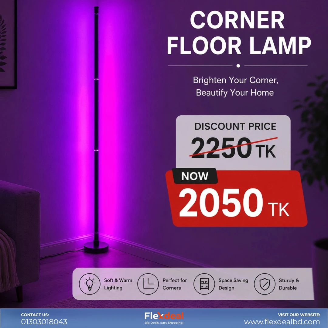 RGB Corner Floor Lamp – Smart LED Ambient Standing Light for Gaming & Home Decor