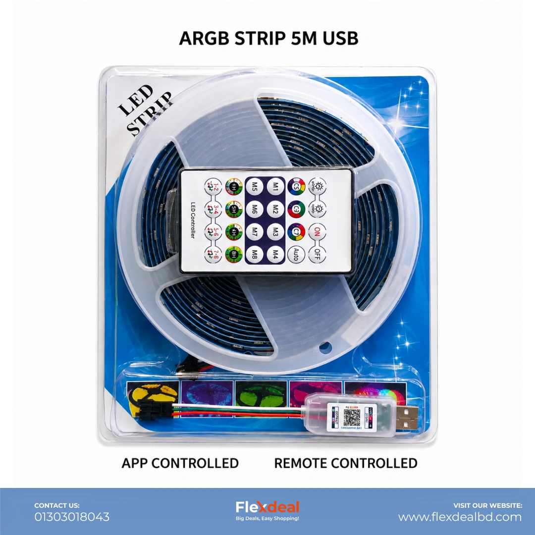 RGBIC Rainbow LED Strip Light – 5M USB Plug-in Smart Room Lighting