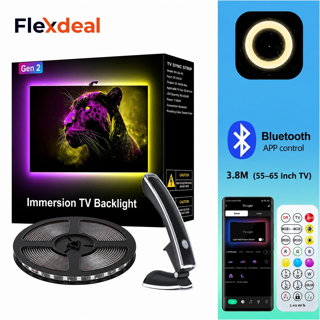 TV Sync Backlight Gen 2 Camera RGB LED Strip Light | Smart Ambient Lighting for 30–65 Inch TVs