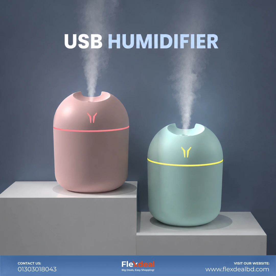 Portable USB Mini Humidifier – Cool Mist Air Humidifier with LED Night Light